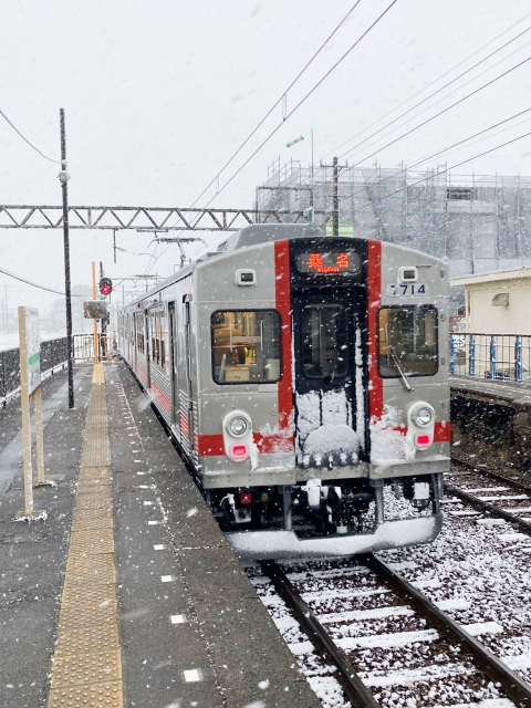大雪の養老鉄道｜東急7700系｜歌舞伎塗装｜養老線｜冬