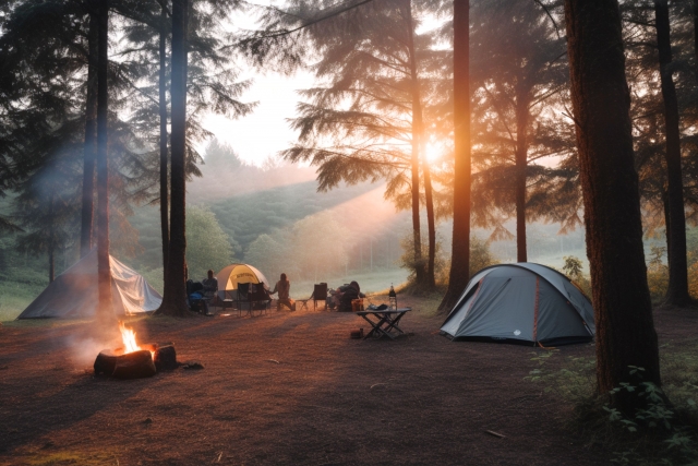 早朝のキャンプ場