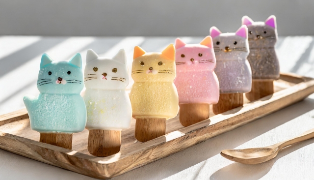 猫の形の可愛いアイスクリームシャーベット