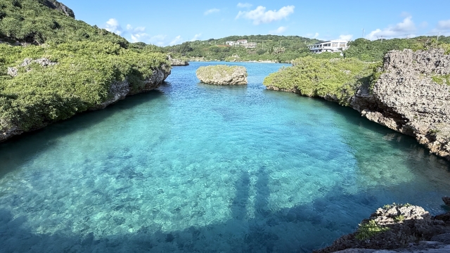 青い海に寄り添う